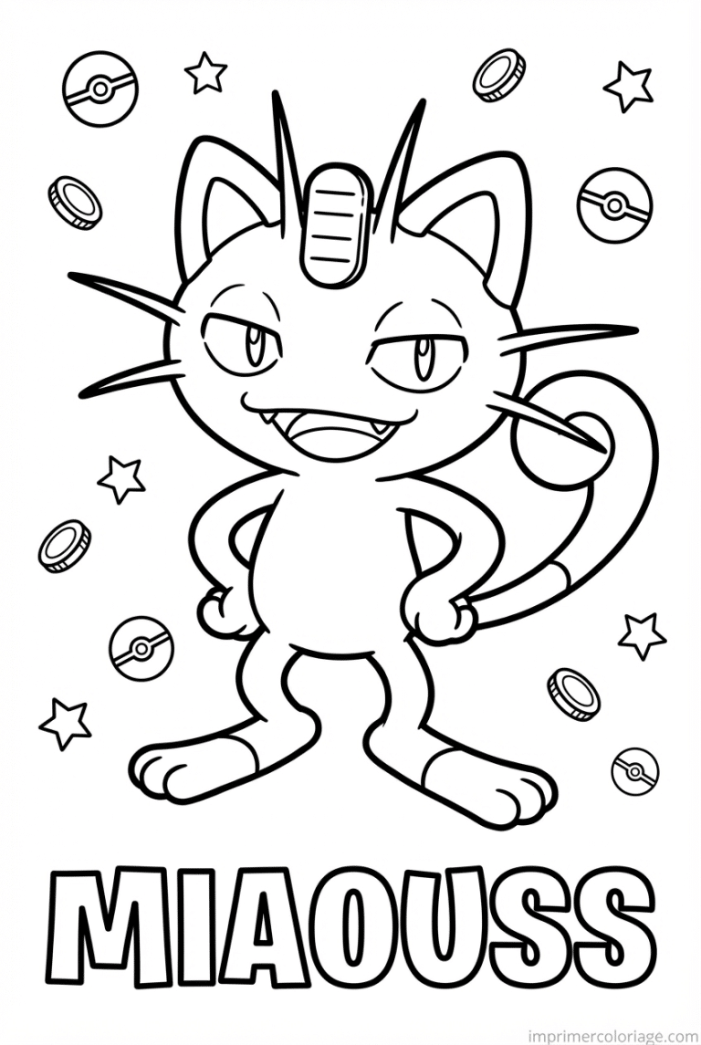 coloriage pokemon miaouss malin - dessin gratuit &agrave; imprimer