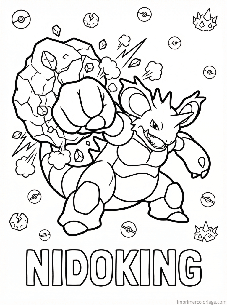coloriage pokemon nidoking brise rocher - dessin gratuit &agrave; imprimer