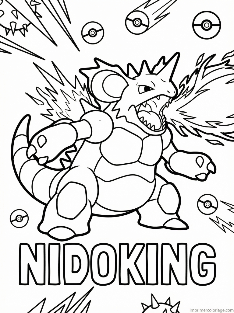 coloriage pokemon nidoking hyper rayon - dessin gratuit &agrave; imprimer