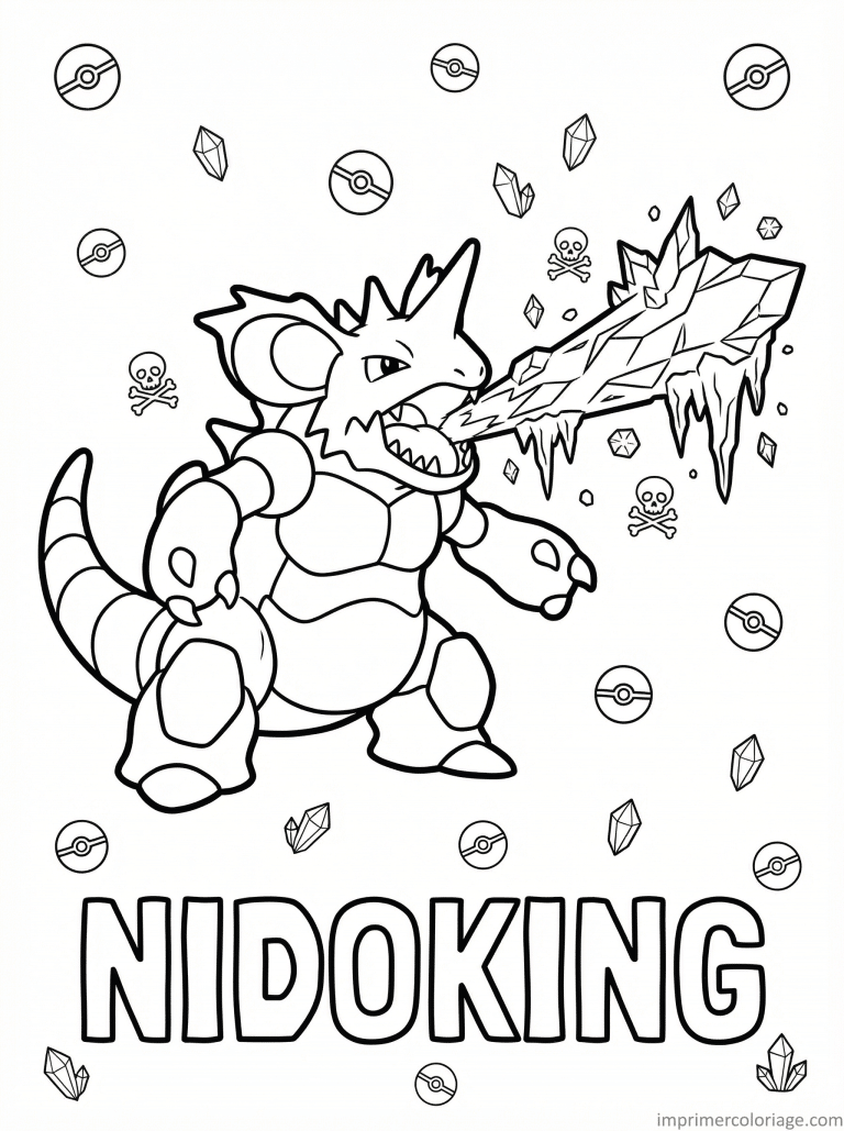 coloriage pokemon nidoking laser glace - dessin gratuit &agrave; imprimer