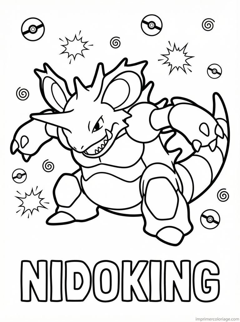 coloriage pokemon nidoking mega corne - dessin gratuit &agrave; imprimer