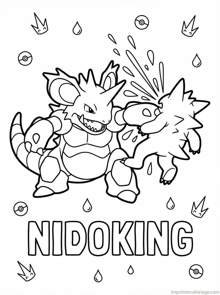 coloriage pokemon nidoking point poison - dessin gratuit &agrave; imprimer