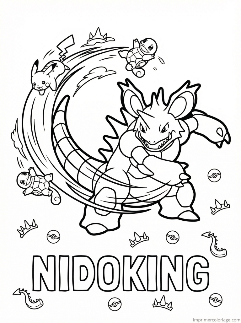 coloriage pokemon nidoking queue dragon - dessin gratuit &agrave; imprimer