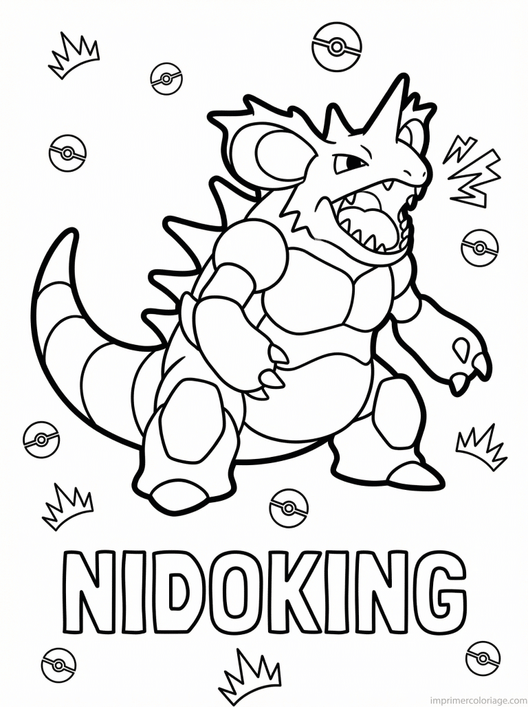 coloriage pokemon nidoking rugissement epines - dessin gratuit &agrave; imprimer