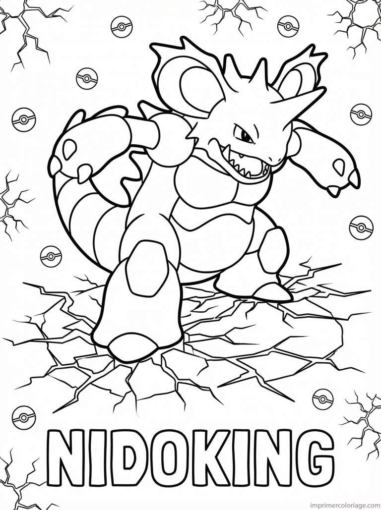 coloriage pokemon nidoking seisme pied - dessin gratuit &agrave; imprimer