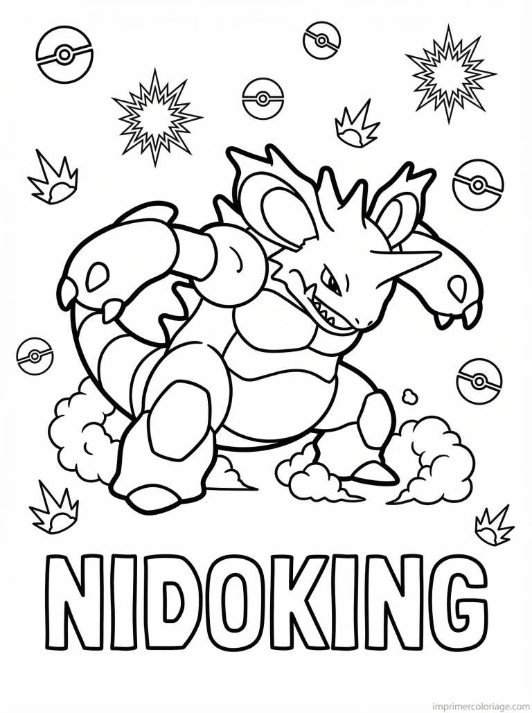 coloriage pokemon nidoking super force - dessin gratuit &agrave; imprimer