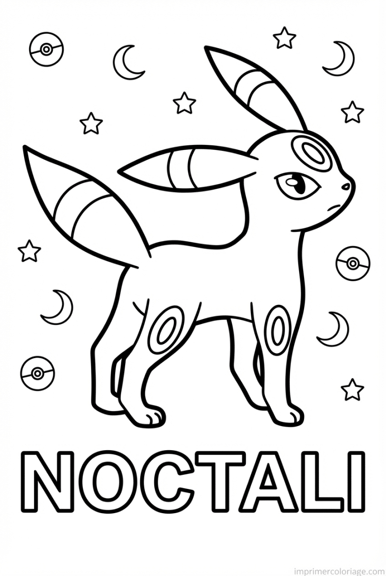 coloriage pokemon noctali anneau lumineux - dessin gratuit &agrave; imprimer