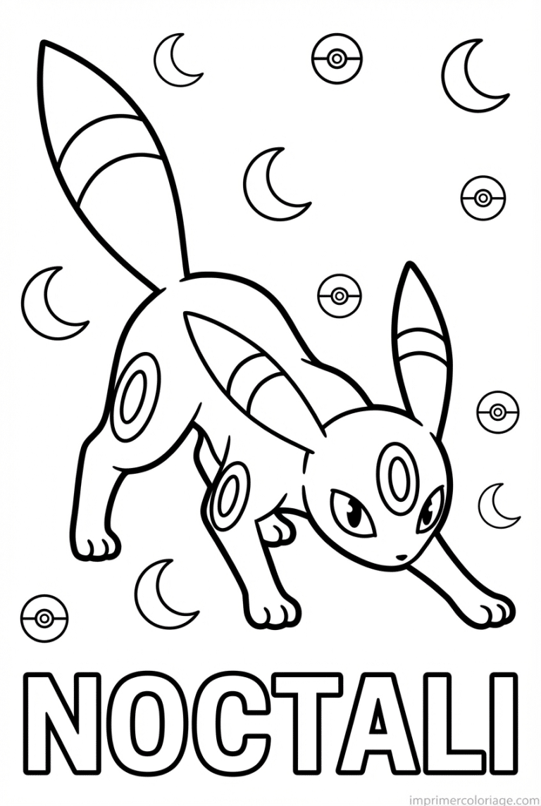 coloriage pokemon noctali position furtive - dessin gratuit &agrave; imprimer