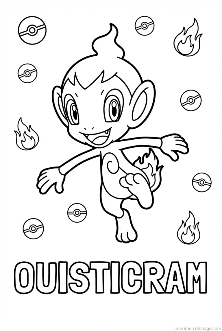 coloriage pokemon ouisticram singe de feu - dessin gratuit &agrave; imprimer