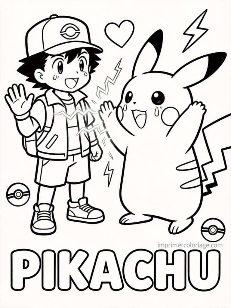 coloriage pokemon pikachu adieu sacha - dessin gratuit &agrave; imprimer