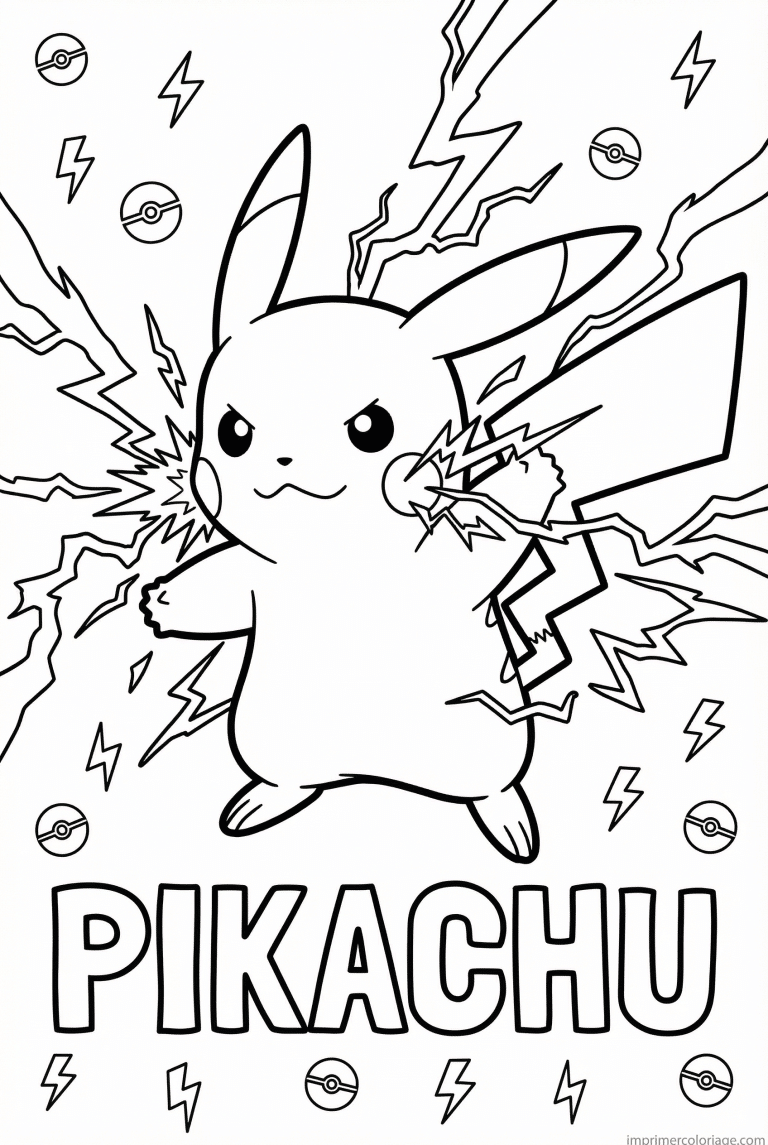 coloriage pokemon pikachu attaque tonnerre 1 - dessin gratuit &agrave; imprimer