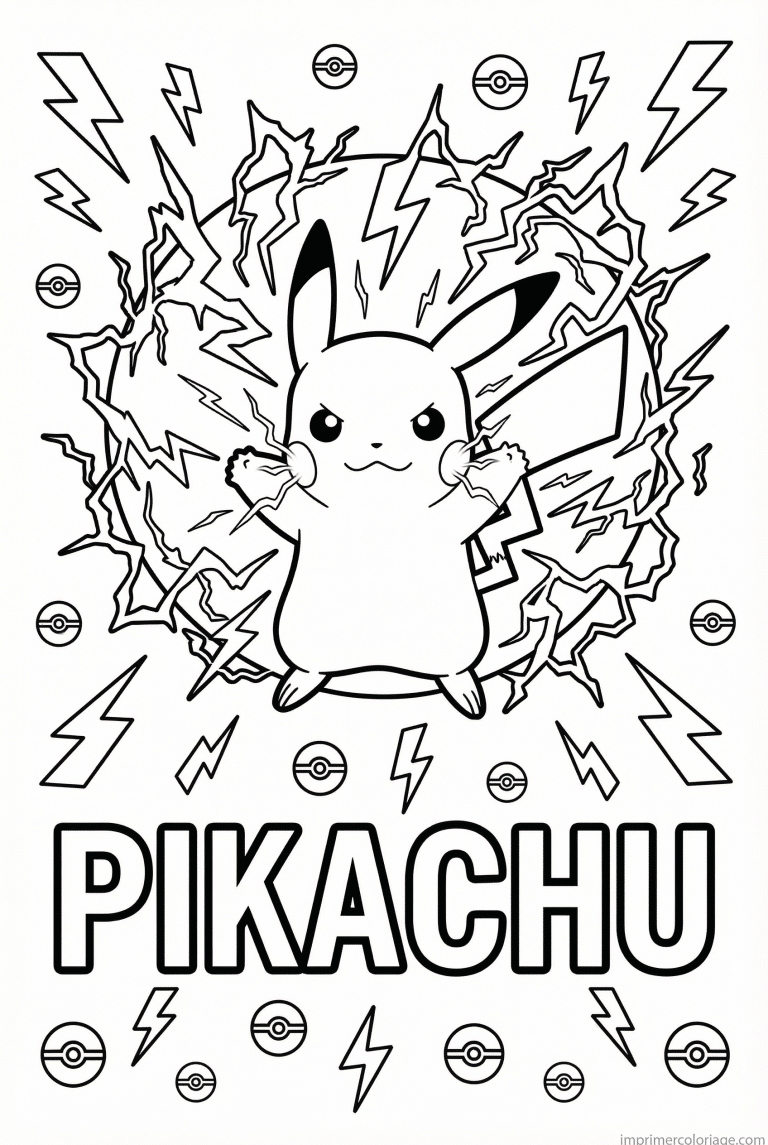 coloriage pokemon pikachu attaque tonnerre 2 - dessin gratuit &agrave; imprimer