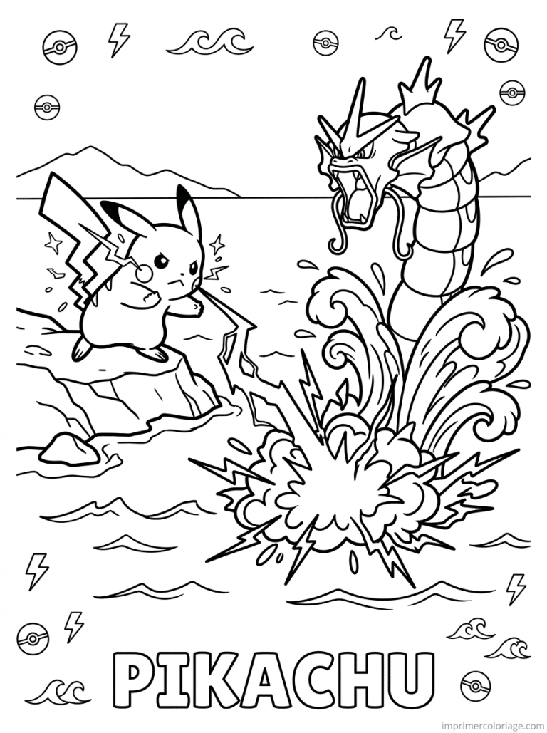 coloriage pokemon pikachu combat leviator - dessin gratuit &agrave; imprimer