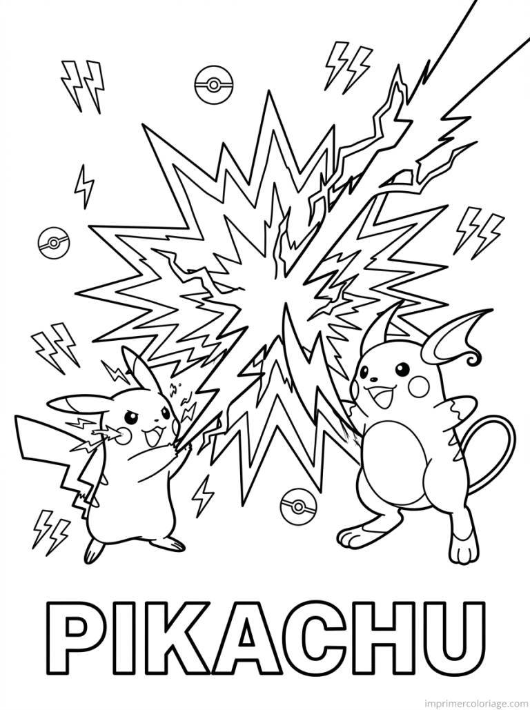 coloriage pokemon pikachu combat raichu - dessin gratuit &agrave; imprimer