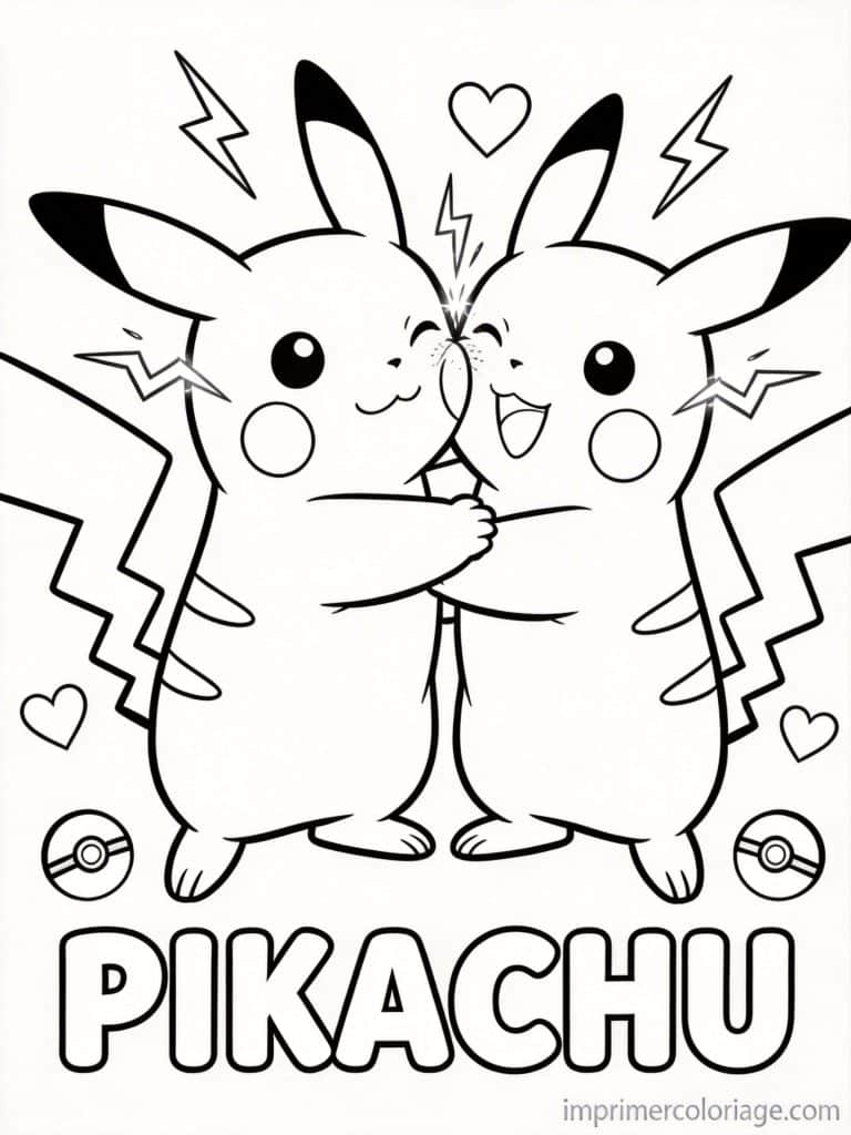 coloriage pokemon pikachu coulis electrique - dessin gratuit &agrave; imprimer