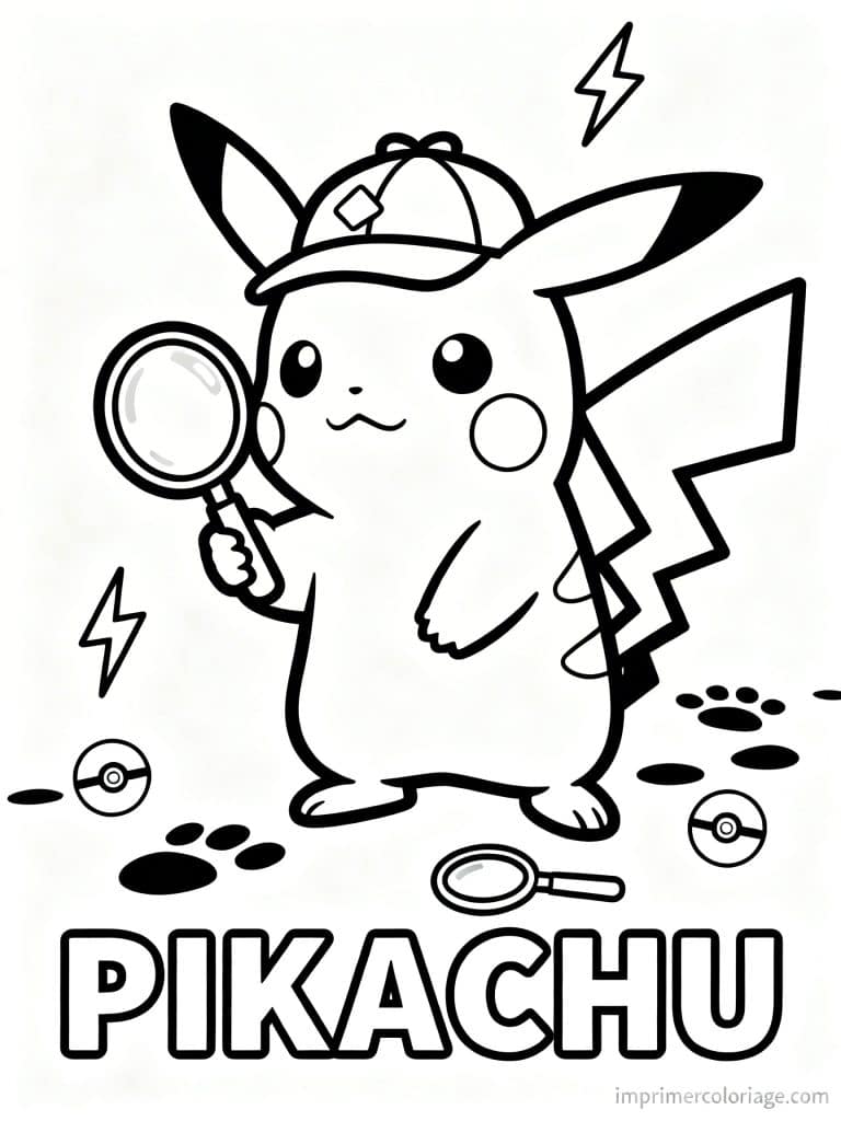 coloriage pokemon pikachu detective enquete 1 - dessin gratuit &agrave; imprimer