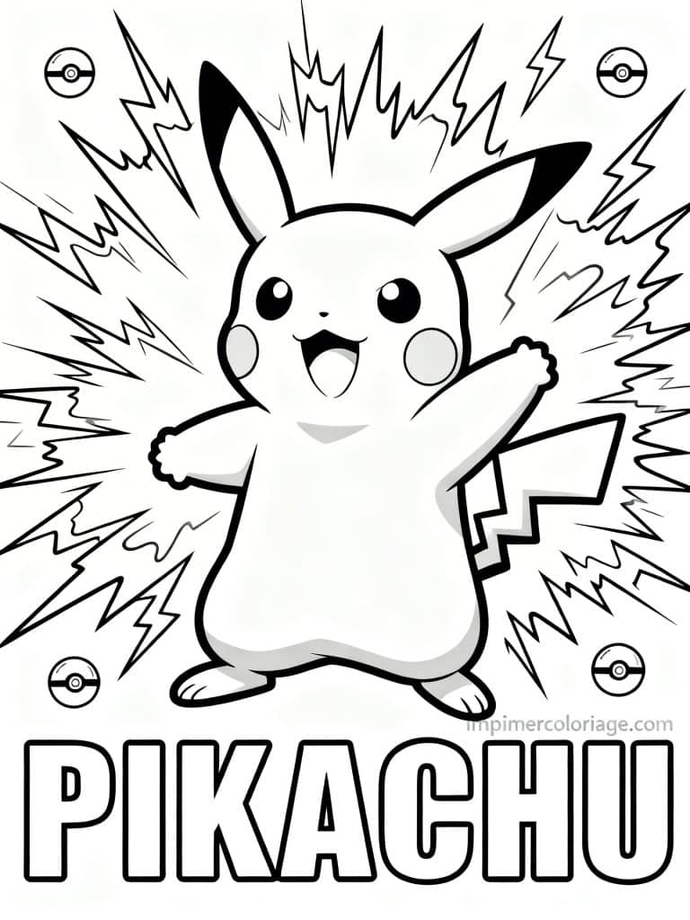coloriage pokemon pikachu onde tonerre 1 - dessin gratuit &agrave; imprimer
