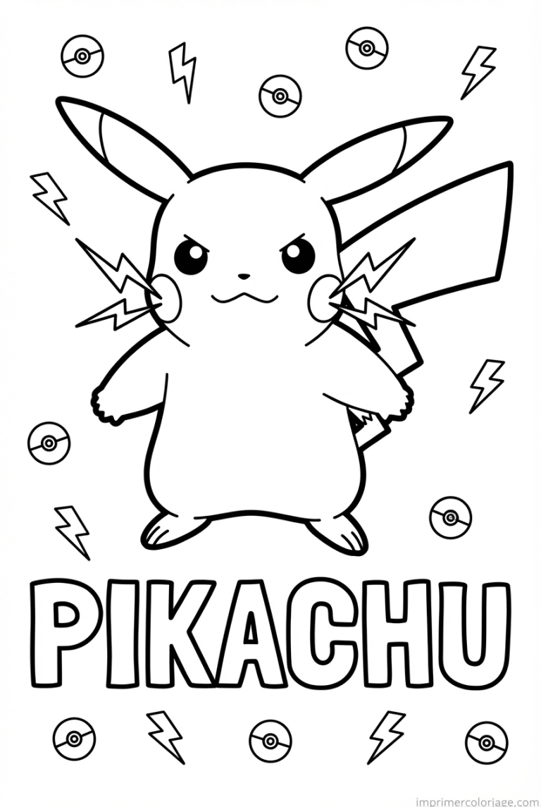 coloriage pokemon pikachu pose heroique 1 - dessin gratuit &agrave; imprimer