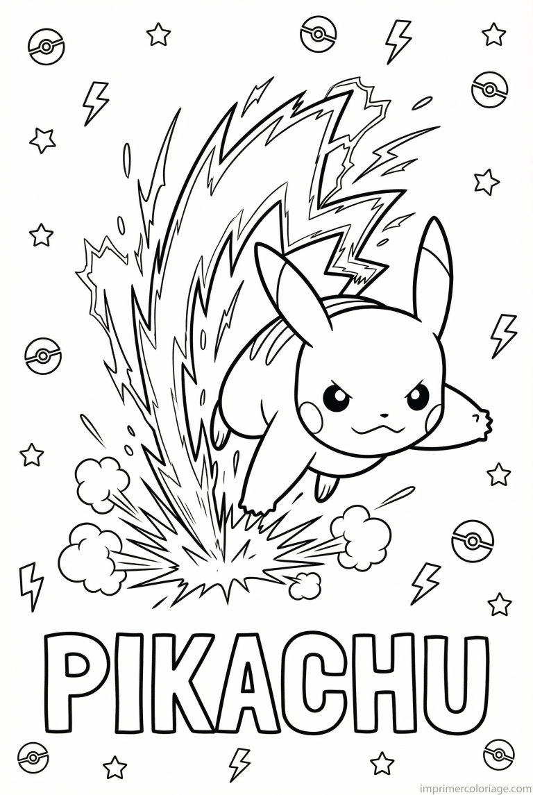 coloriage pokemon pikachu queue de fer - dessin gratuit &agrave; imprimer