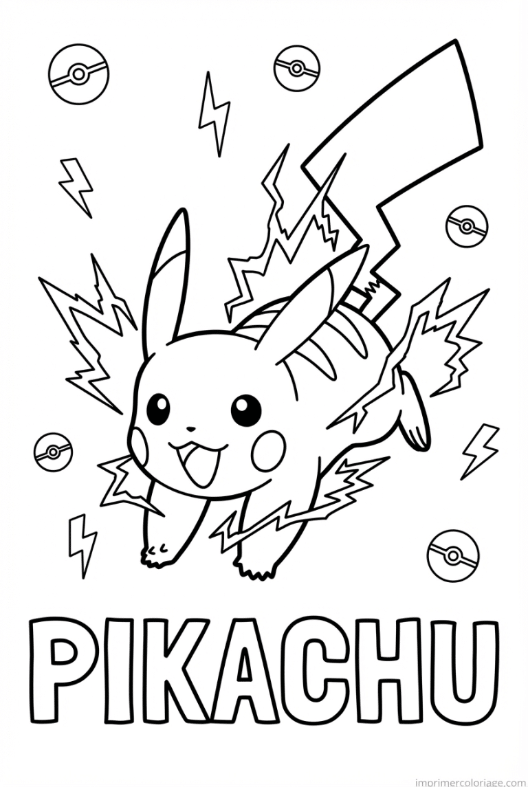 coloriage pokemon pikachu qui saute - dessin gratuit &agrave; imprimer