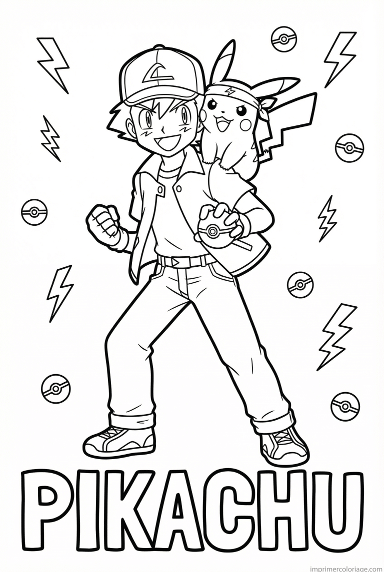 coloriage pokemon pikachu sur epaule sacha 1 - dessin gratuit &agrave; imprimer