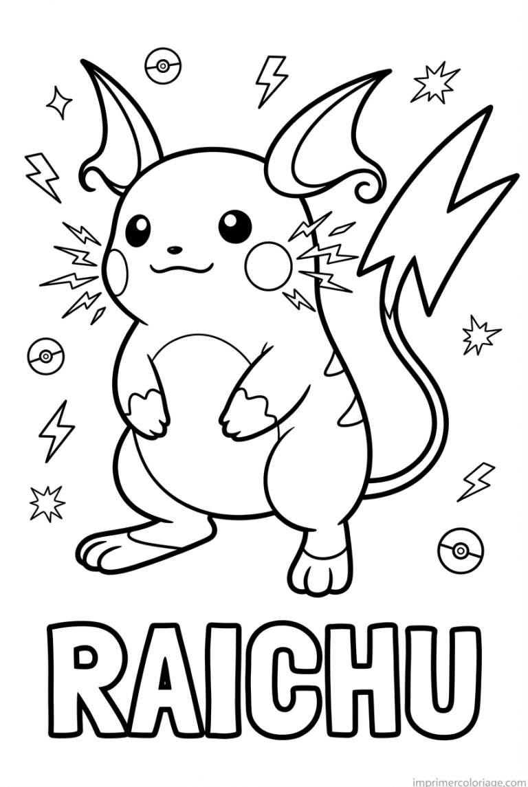 coloriage pokemon raichu joues electriques - dessin gratuit &agrave; imprimer