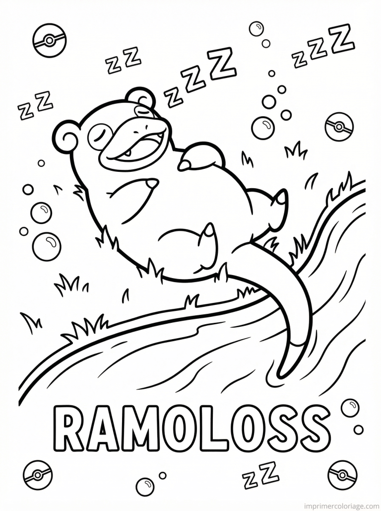 coloriage pokemon ramoloss allonge riviere - dessin gratuit &agrave; imprimer