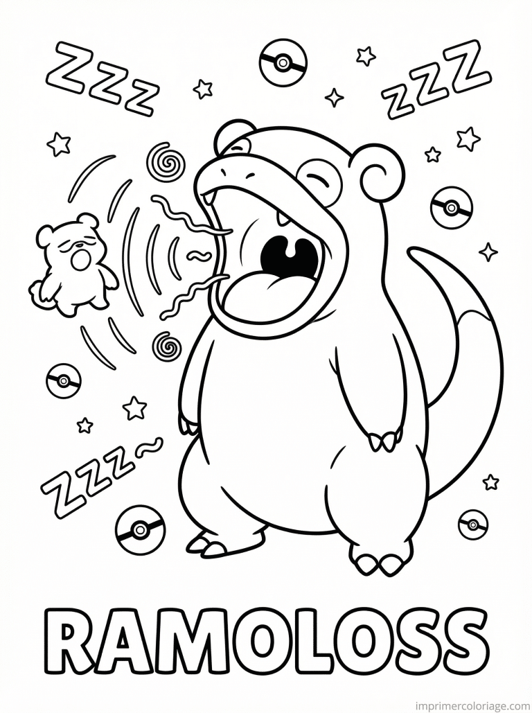 coloriage pokemon ramoloss baillement sommeil - dessin gratuit &agrave; imprimer