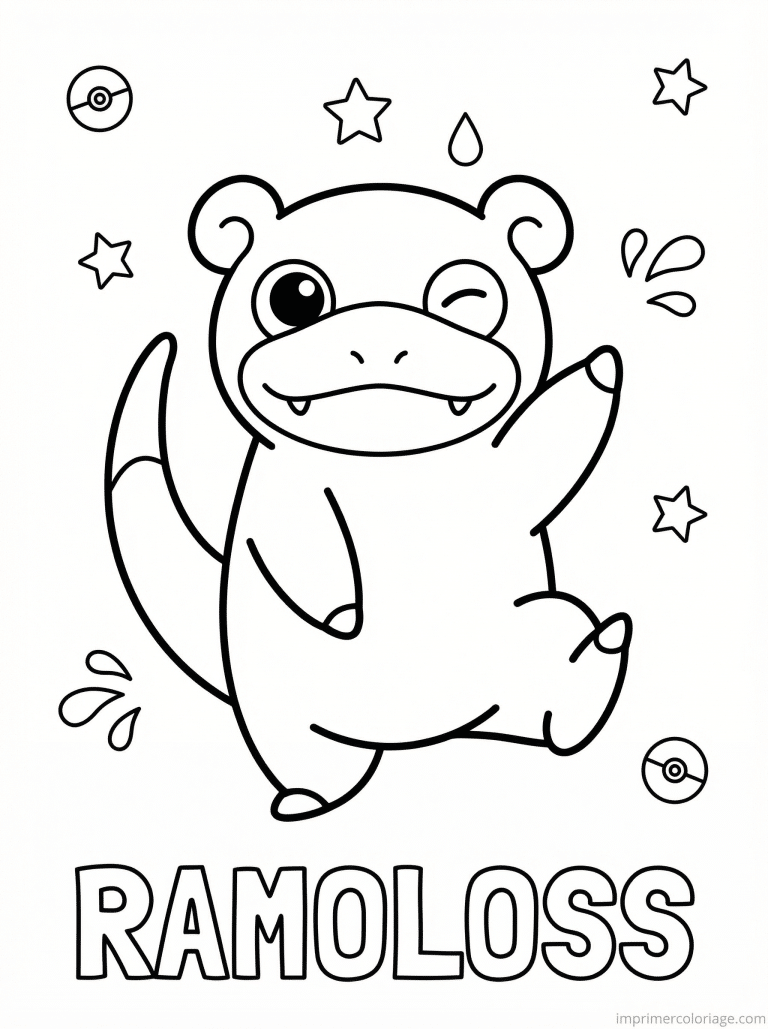 coloriage pokemon ramoloss celebre victoire lentement - dessin gratuit &agrave; imprimer