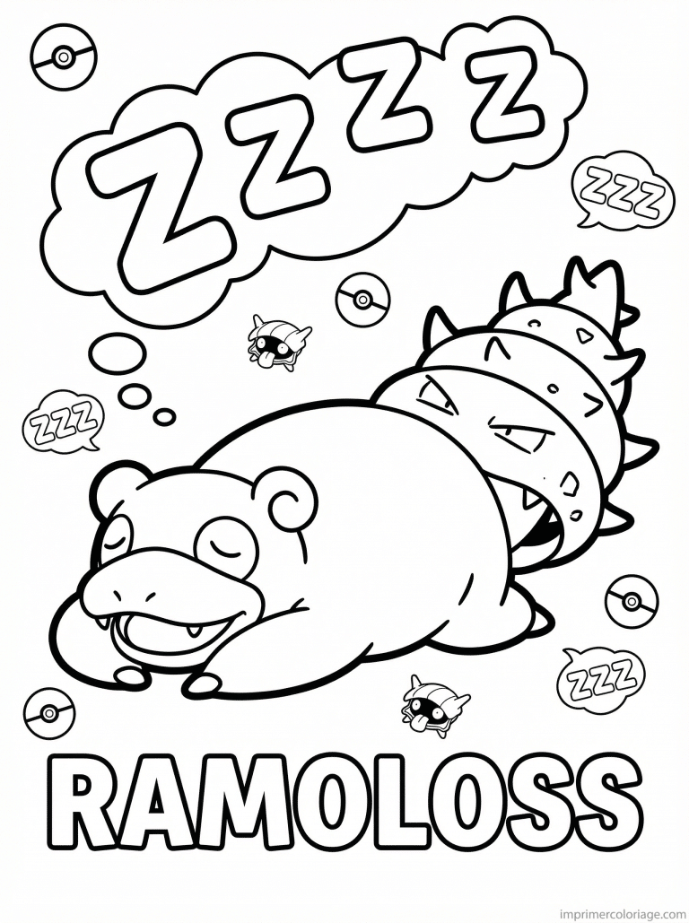 coloriage pokemon ramoloss evolution flagadoss - dessin gratuit &agrave; imprimer