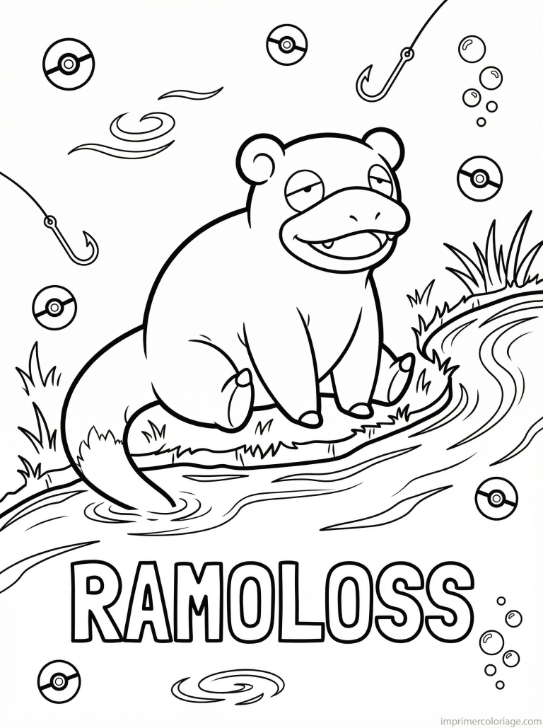 coloriage pokemon ramoloss peche queue - dessin gratuit &agrave; imprimer