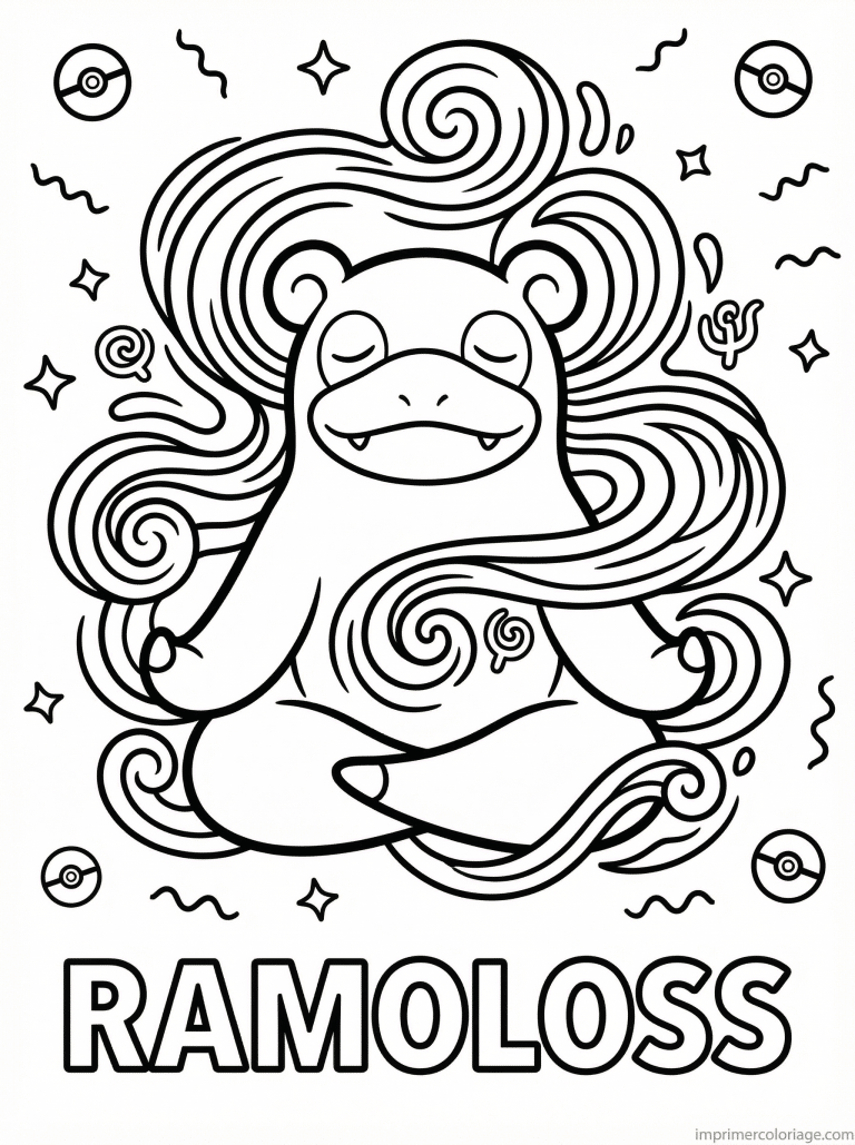 coloriage pokemon ramoloss pleine lune - dessin gratuit &agrave; imprimer