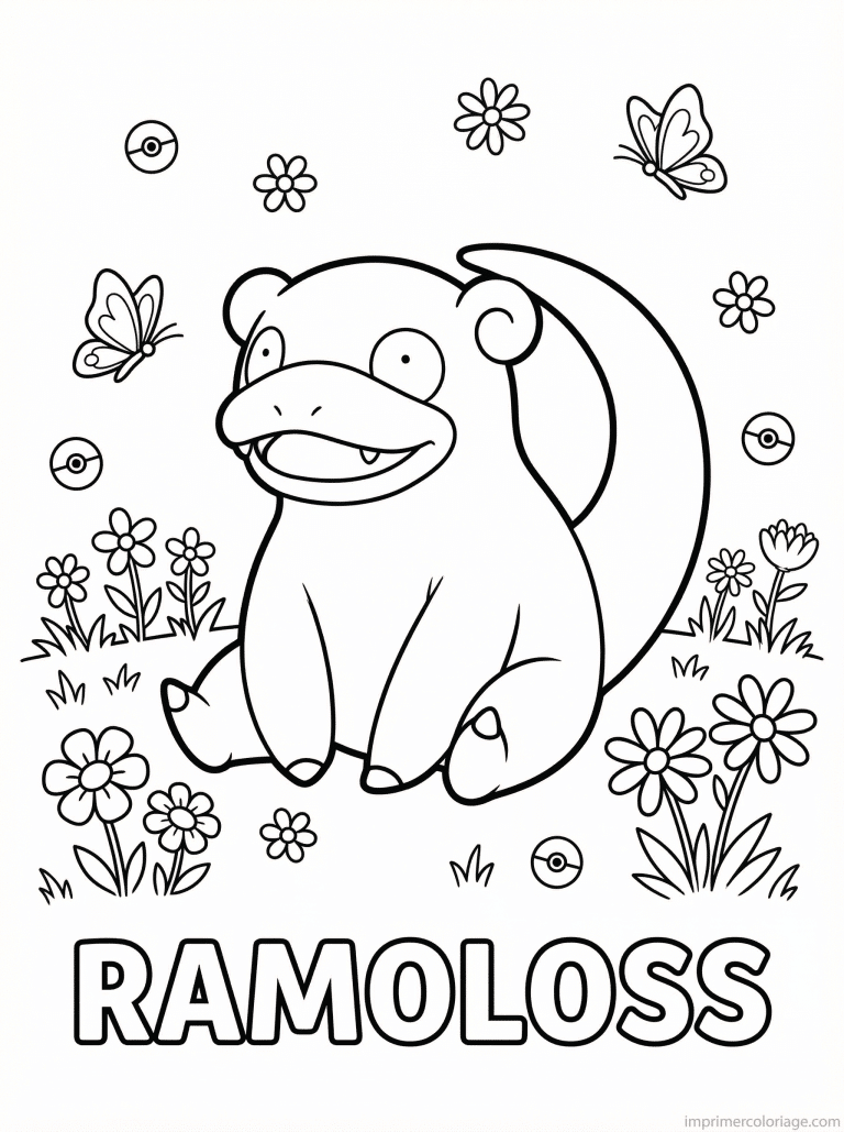 coloriage pokemon ramoloss prairie ensoleille - dessin gratuit &agrave; imprimer