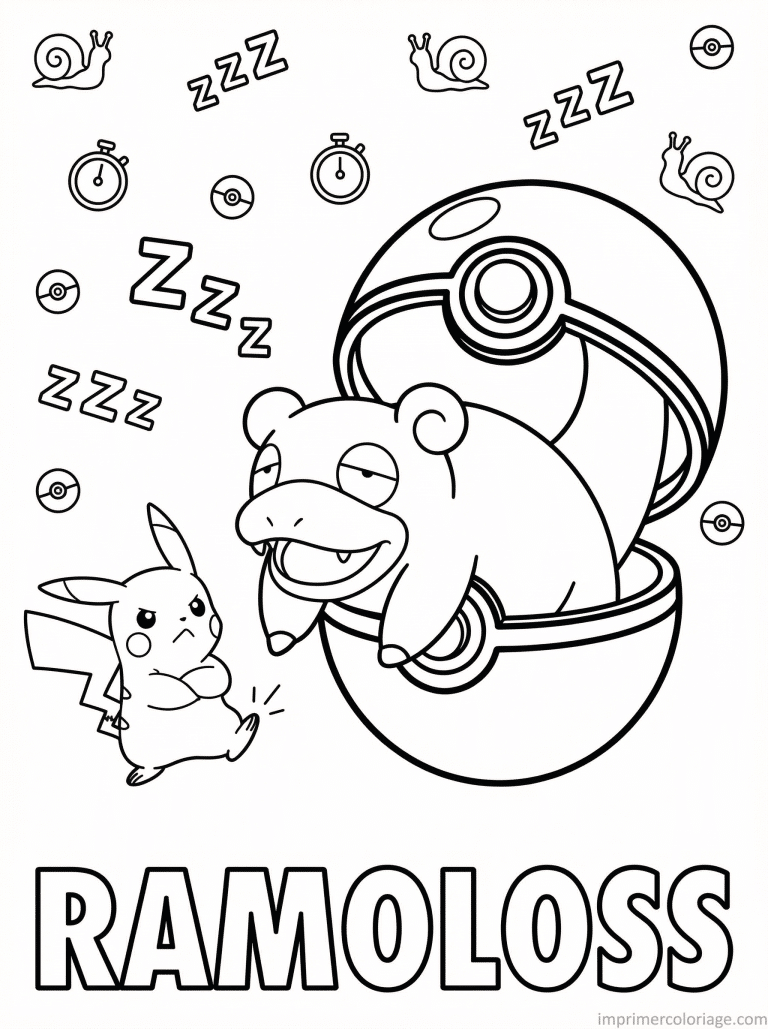 coloriage pokemon ramoloss sort pokeball lentement - dessin gratuit &agrave; imprimer