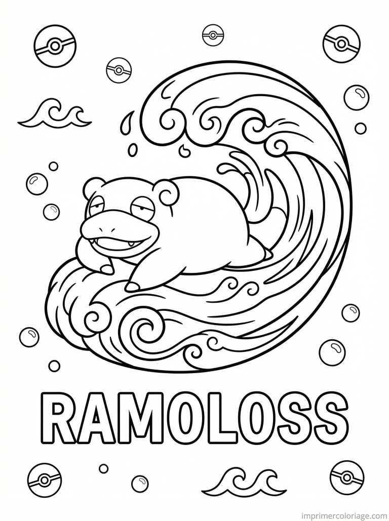 coloriage pokemon ramoloss surf indifferent - dessin gratuit &agrave; imprimer