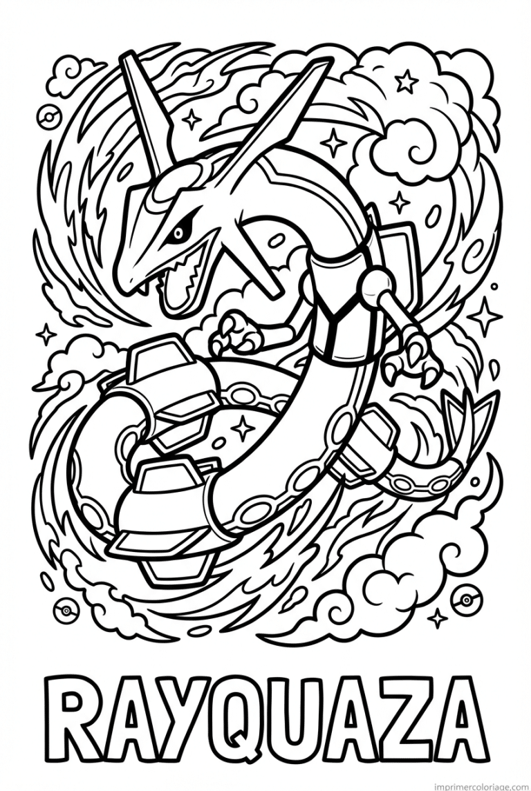 coloriage pokemon rayquaza legendaire ciel - dessin gratuit &agrave; imprimer