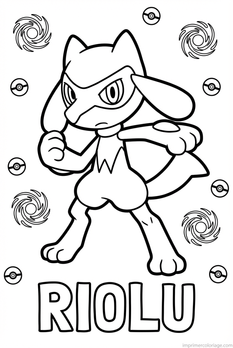 coloriage pokemon riolu bebe combat - dessin gratuit &agrave; imprimer