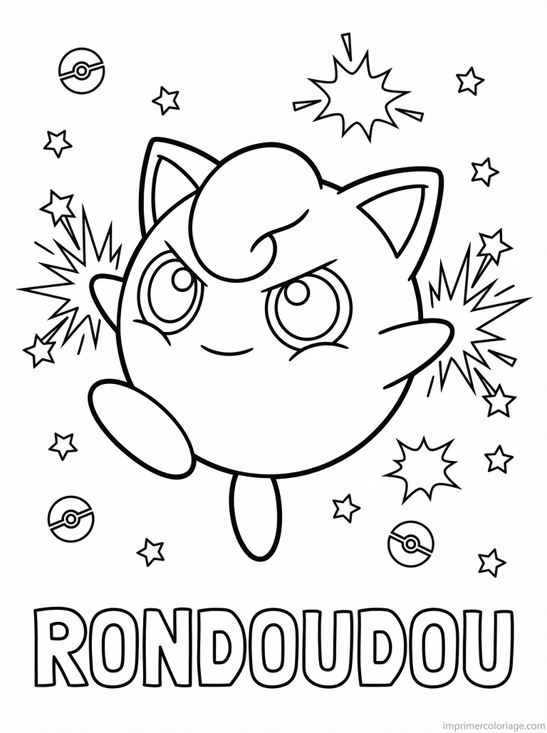 coloriage pokemon rondoudou attaque direct - dessin gratuit &agrave; imprimer
