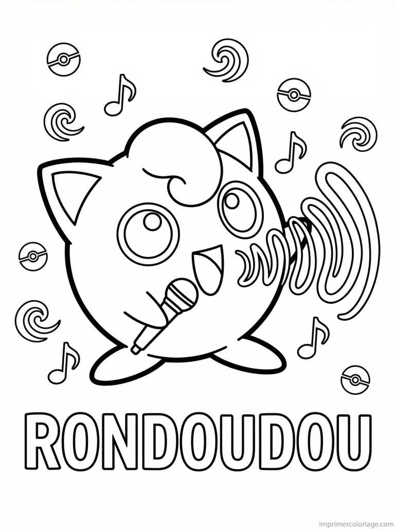 coloriage pokemon rondoudou berceuse hypnotique - dessin gratuit &agrave; imprimer