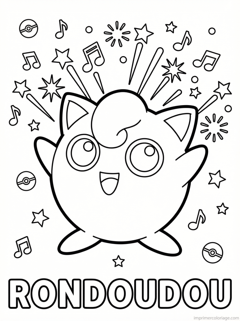 coloriage pokemon rondoudou celebre victoire - dessin gratuit &agrave; imprimer
