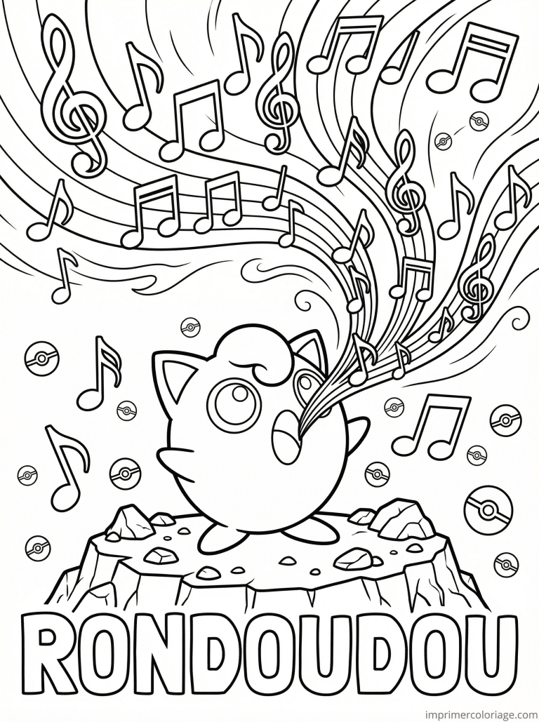 coloriage pokemon rondoudou chant ultime - dessin gratuit &agrave; imprimer