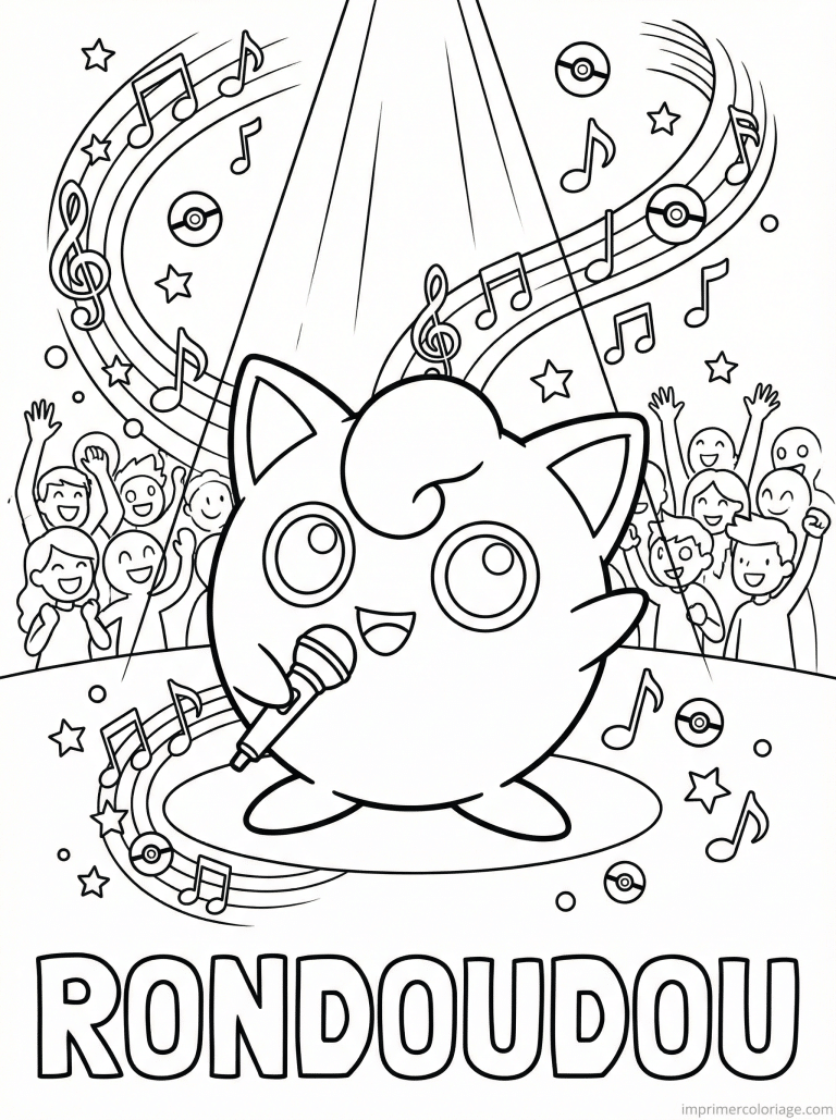 coloriage pokemon rondoudou concert etoile - dessin gratuit &agrave; imprimer