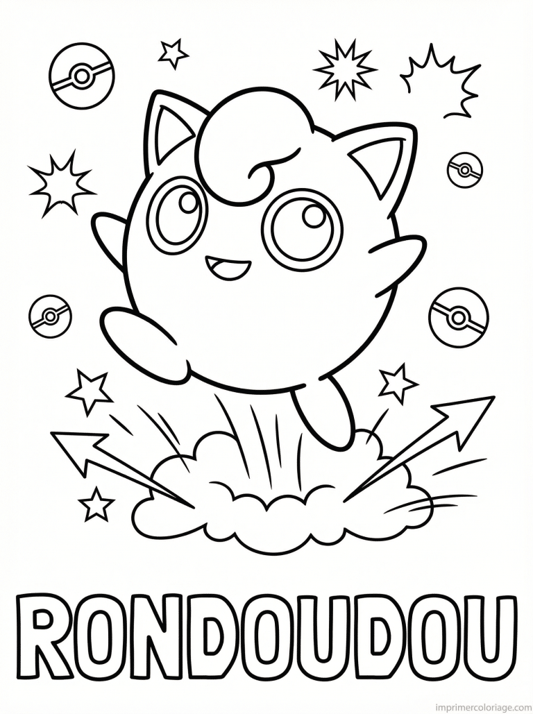 coloriage pokemon rondoudou ecrasement corps - dessin gratuit &agrave; imprimer