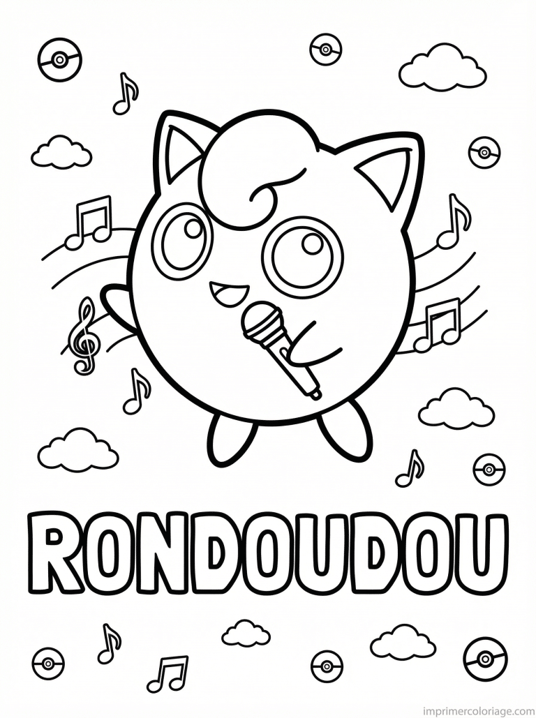 coloriage pokemon rondoudou flotte dans air - dessin gratuit &agrave; imprimer