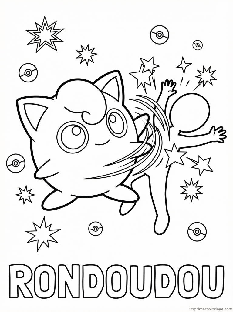 coloriage pokemon rondoudou gifle rapide - dessin gratuit &agrave; imprimer