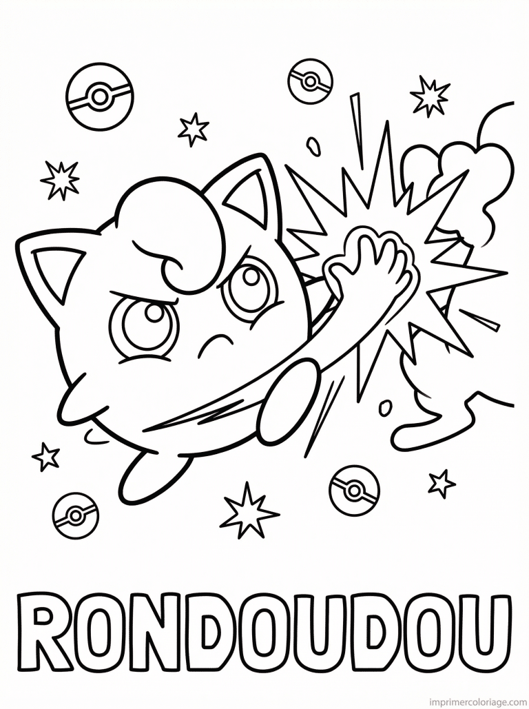 coloriage pokemon rondoudou gifle reveil - dessin gratuit &agrave; imprimer