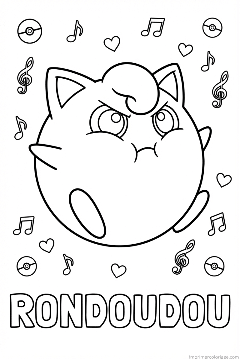 coloriage pokemon rondoudou gonfle - dessin gratuit &agrave; imprimer