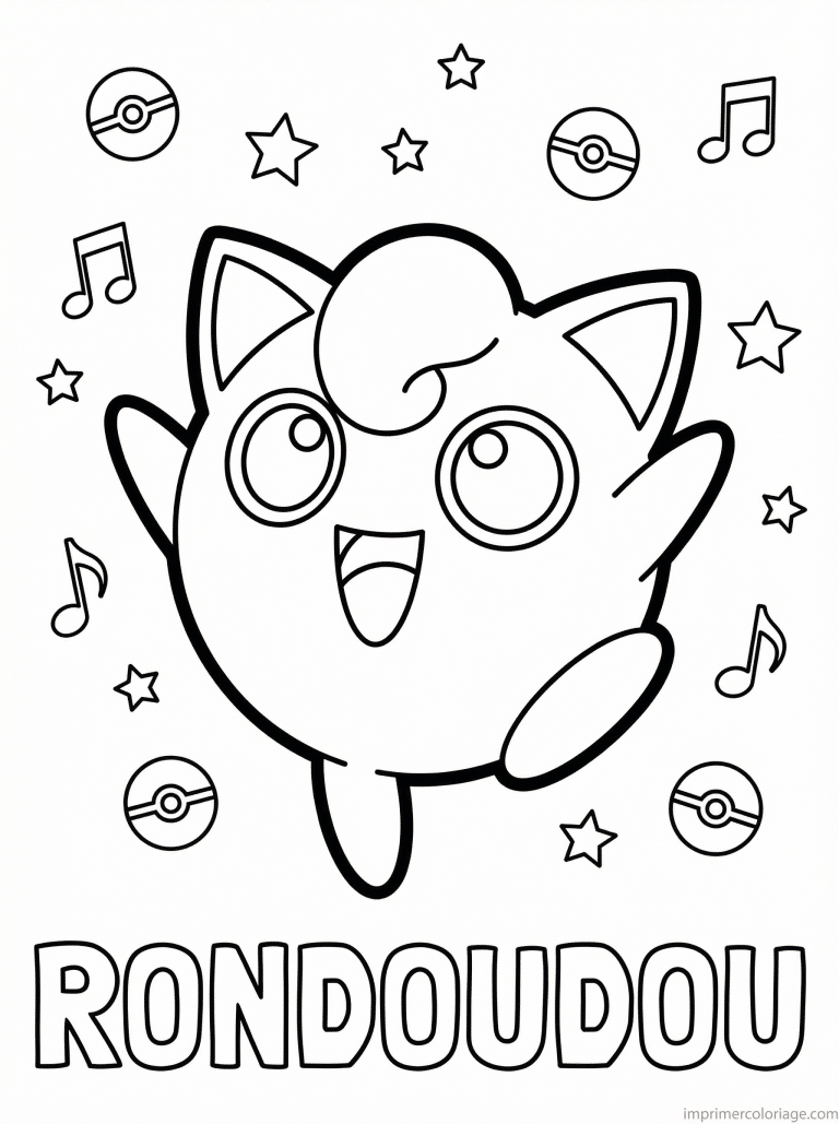 coloriage pokemon rondoudou rebondit joie - dessin gratuit &agrave; imprimer
