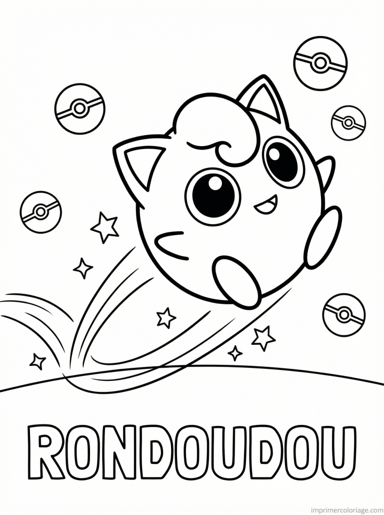 coloriage pokemon rondoudou roulade attaque - dessin gratuit &agrave; imprimer