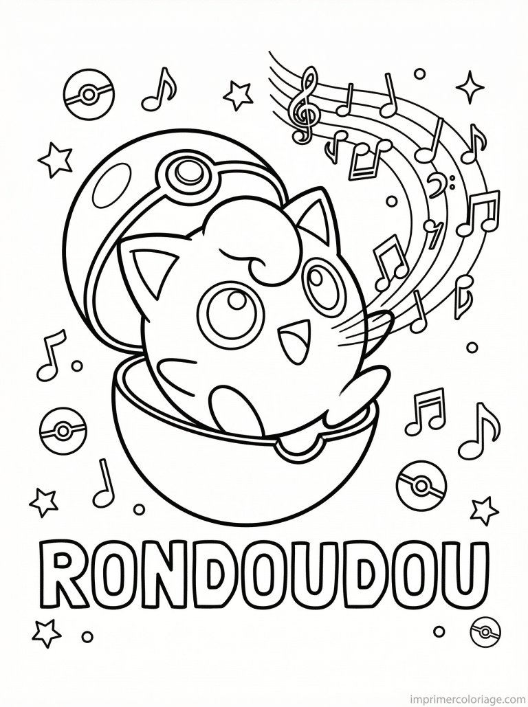 coloriage pokemon rondoudou sort pokeball - dessin gratuit &agrave; imprimer